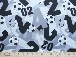 Soccer Balls Lightweight Jersey T-shirt Knit Fabric Print By the Yard D343.04 - £5.58 GBP