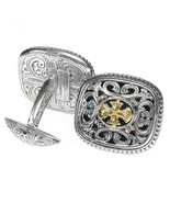 Gerochristo 7108 - Solid Gold &amp; Silver Medieval-Byzantine Cross Cufflinks  - £414.37 GBP