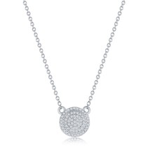Sterling Silver, Round Halo Diamond Necklace - (59 Stones) - £158.16 GBP