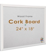 Cork Board 24&quot; x 18&quot; White Wood Frame Bulletin Board, 10 Push Pins Offic... - $636.30 MXN
