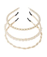 GOLDEN FAUX PEARL HEADBAND TRIOS - $265.90 MXN