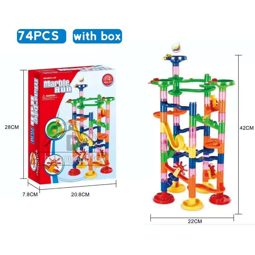 Marble Run Race Track Building Blocks Kids 3D Maze Ball Roll -74pcs original box - $20.36