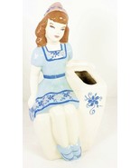 Weil Ware California Pottery 10&quot; Girl Lady Vase Planter Short Blue Dress... - £28.93 GBP
