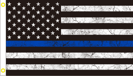 Vintage Tactical Thin Blue Line Flag American Law Usa America Tex® 100D 3X5 Flag - £15.18 GBP