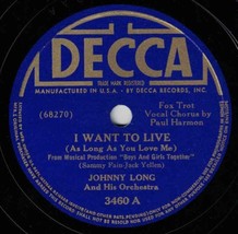 Johnny Long w/ Helen Young 78 I Want To Live / Don&#39;t Let it Get You Down SH3E - £5.41 GBP