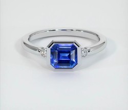 Natural Tanzanite Engagement Ring, 14K White Gold Plated Wedding Ring For Him - £47.62 GBP