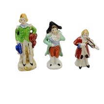 Occupied Japan Painted Porcelain Figurines 3 Piece Lot Boys Hats Fiddle - $19.78