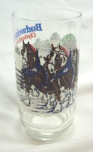 Vintage 1995 Budweiser Beer Clydesdale Horses 6&quot; Collector&#39;s Glass Cup Christmas - £14.41 GBP