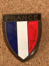 ORIGINAL VINTAGE ENAMELED METAL FRANCE CAR GRILL ORNAMENT - $32.50