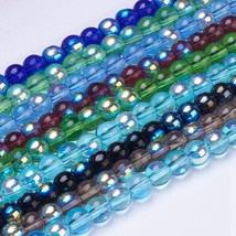 50 Bubble Glass Beads Round 6mm BULK Spacers Jewelry Making AB Shimmer Mixed Lot - £3.40 GBP