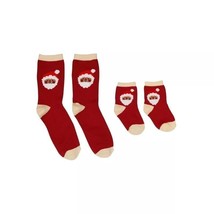 Pearhead Mom and Baby Santa Red Matching Sock Set Christmas Parent 6-12 Mos - £11.73 GBP