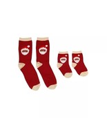 Pearhead Mom and Baby Santa Red Matching Sock Set Christmas Parent 6-12 Mos - £11.78 GBP