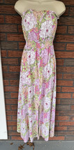 Jessica Simpson Floral Maxi Sundress Small Strapless Halter Dress Smocke... - $23.75