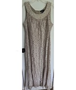 Womens Plus 16W R&amp;M Richards Sleeveless Beaded Tan Lace Semi-Formal Dress - $717.99 MXN