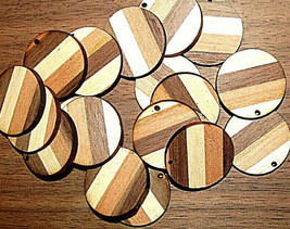 20 SANDED WALNUT, CHERRY, &amp; MAPLE LAMINATED EARRING / WOOD / TAG BLANKS ... - $14.80