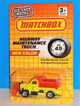 Matchbox 1992-94 Release MB 45 Highway Maintenance Truck Yellow & Red - £6.23 GBP