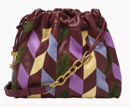 Fossil Gigi Shoulder Bag Leather/Suede Patchwork ZB1631186 NWT $280 Retail FS - £114.73 GBP