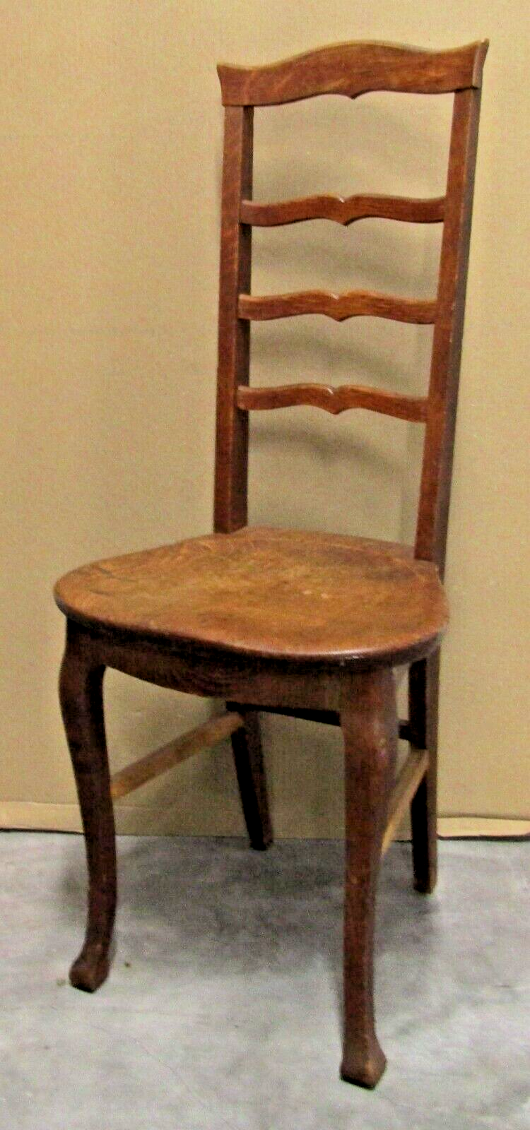 Primary image for Antique Oak Three Slat Ladder Back Tear Drop Seat Side Chair