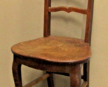Antique Oak Three Slat Ladder Back Tear Drop Seat Side Chair - $395.01