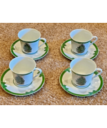 VINTAGE CHRISTMAS COFFEE CUP/SAUCER Georges Briard Yule Tide SET 4 Tree ... - $24.74