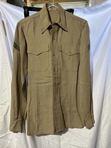 WW2 USMC US Marine Corps Dress Uniform Wool Shirt w/ Chevrons NAMED - $89.09