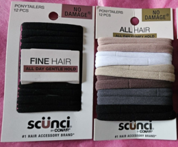 Scunci No Damage All Day Hold Hair Ponytailers 24 assorted - £8.77 GBP