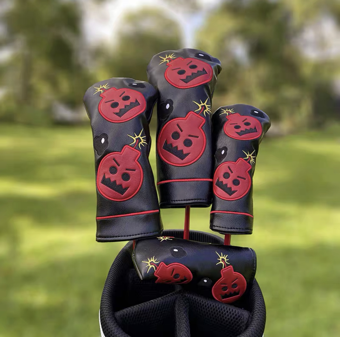 Golf Driver Fairway Wood Hybrid Putter Head Cover Bomb Cartoon Ignite Fi... - $15.20+