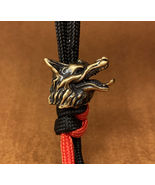 Brass Three-Eyed Wolf EDC Knife Bead, Lanyard Charm - $9.99