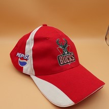 Milwaukee Bucks Hat Cap Pepsi Promo Red White Strap Back NBA Basketball - £10.44 GBP