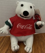 Coca Cola Plush 1998 Polar Bear With Jersey &amp; Coke Bottle 7 Inches Tall Vintage - £7.86 GBP