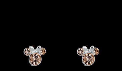 Primary image for Disney Birthstone Stud Minnie Mouse Earrings Light Peach Crystal (a)