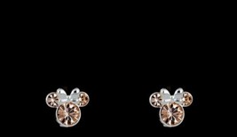 Disney Birthstone Stud Minnie Mouse Earrings Light Peach Crystal (a) - £70.95 GBP