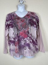 Appropriate Behavior V-neck Shirt Purple Paisley Long Sleeve Womens Plus 3X - £12.12 GBP