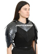 Medieval Knight Blackened Armor Set, 18 Gauge Steel Gorget &amp; Pauldrons, ... - $3,659.56 MXN