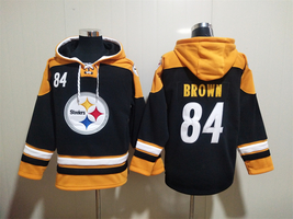 Antonio Brown #84 Pittsburgh Steelers Black Lace-Up Pullover Hoodie - Ho... - £47.95 GBP