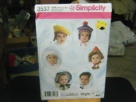 Simplicity 3537 Baby &amp; Toddler Hats Pattern - Size XS/S/M/L - £7.84 GBP