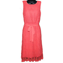 Lands End Women Size 4 Petite, Sleeveless Lace Column Dress, Coral Bliss - £23.76 GBP