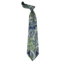 Men's 100% Silk Necktie By Bruno Piattelli Paisley Floral Fancy BP4 Green Blue image 3
