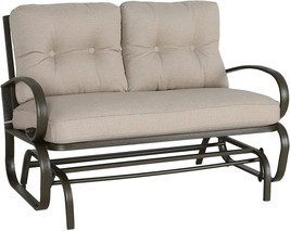 Patio Tree Beige Outdoor Patio Glider Bench Loveseat Outdoor Cushioned 2 Person - £223.95 GBP