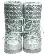 GUESS Silver Sparkle Lugano Snow Winter Moon Boots Heart Girls Size 6 wi... - £70.35 GBP