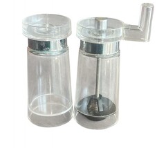 Clear Acrylic Salt & Pepper Grinder Set 4.25" High - Manual Hand Crank Mill vtg image 8