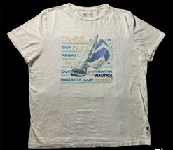 Nautica N-83 Sailing Regatta Cup Men&#39;s T Shirt Sz Xl White Graphic Embroidered - £14.12 GBP