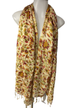 Multicolor Floral Polyester Scarf, Tasseled, 28&quot; x 70&quot; - £7.58 GBP