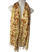 Multicolor Floral Polyester Scarf, Tasseled, 28&quot; x 70&quot; - $9.49