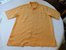 Tommy Bahama silk Men&#39;s short sleeve button up shirt L lt orange EUC - £18.21 GBP
