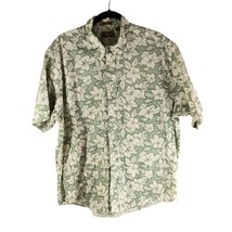 Natural Issue Mens Hawaiian Aloha Shirt Wrinkle Free Floral Green Ivory XL - $9.74