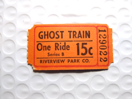 Ghost Train Ride Riverview Park Chicago Amusement Park Ticket Stub Unused 1950s - £11.38 GBP
