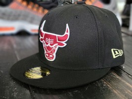 New Era 5950 Chicago Bulls Black/Burgundy Logo Fitted Hat Men Size - £28.47 GBP