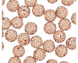 10mm 6 Row Rhinestone Crystal Clay Polymer Pave Disco Ball Peach Beads 1... - $14.84