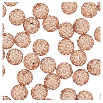 10mm 6 Row Rhinestone Crystal Clay Polymer Pave Disco Ball Peach Beads 1... - £11.66 GBP